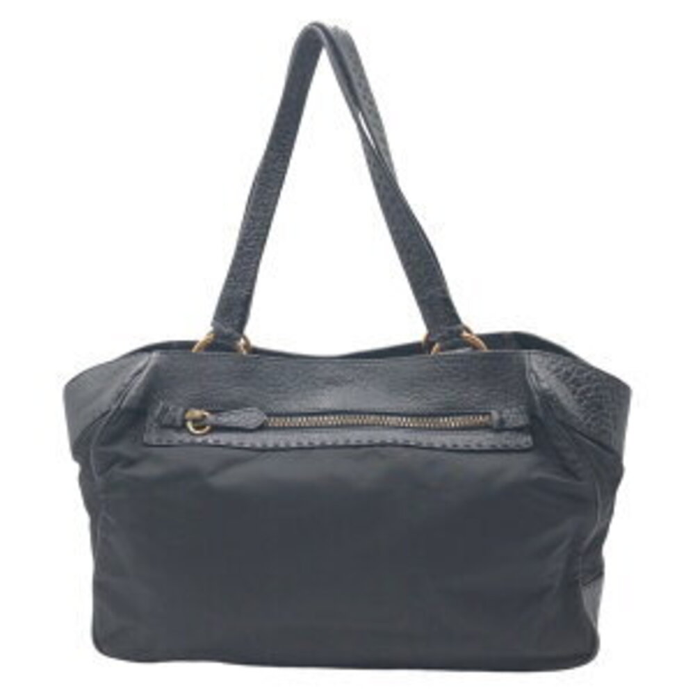 Prada leather Tessuto Dino bag black Vitello nylon triangle logo shoulder tote